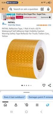 Reflective Tape, 1 Roll 4 Inch x 82 Ft Waterproof Self Adhesive Yellow